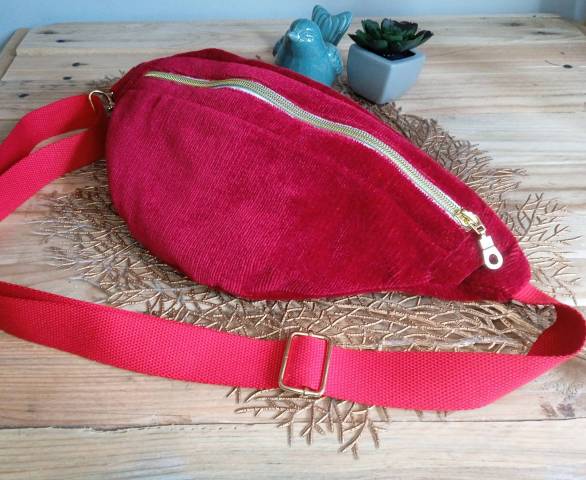 Sac banane Velours rouge